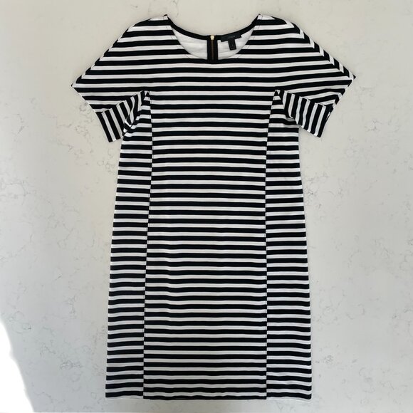 J. Crew Short Sleeve Striped Scoop Neck Dress Black + White Sz S - no fabric tag - Picture 9 of 9